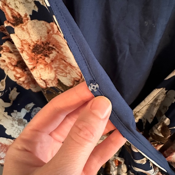 Anrabess Navy Floral Maxi Dress - sheer, long overlay over a shorter slip - Picture 9 of 12